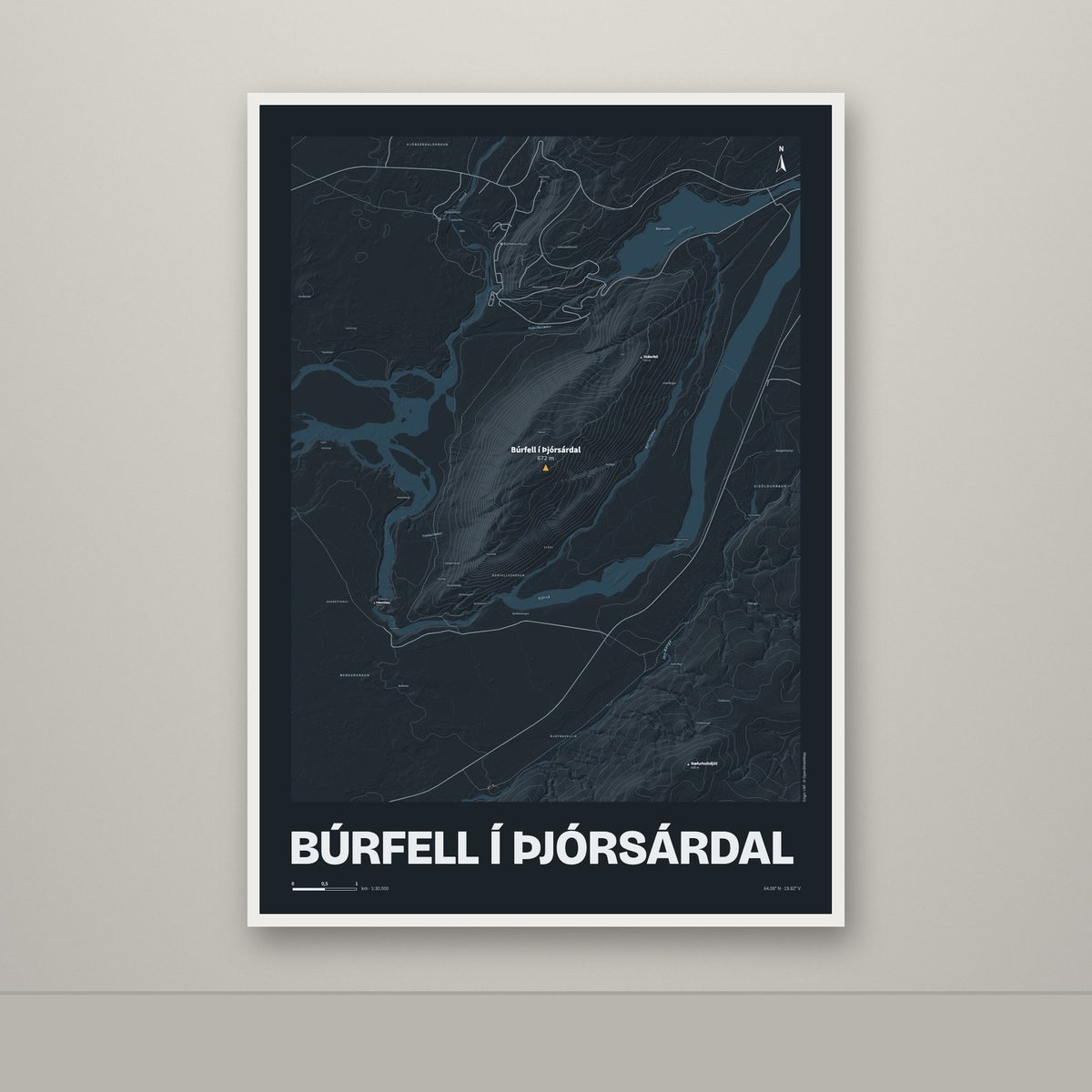 Búrfell í Þjórsárdal – Nótt, okkurgulur